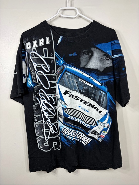 Carl Edwards #99 Fastenal NASCAR Chase Authentics T Shirt Large Black All Over